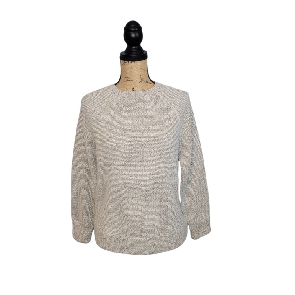 Lou & Grey Women's Black and Cream Terry Cloth Knit Sweatshirt Size Small